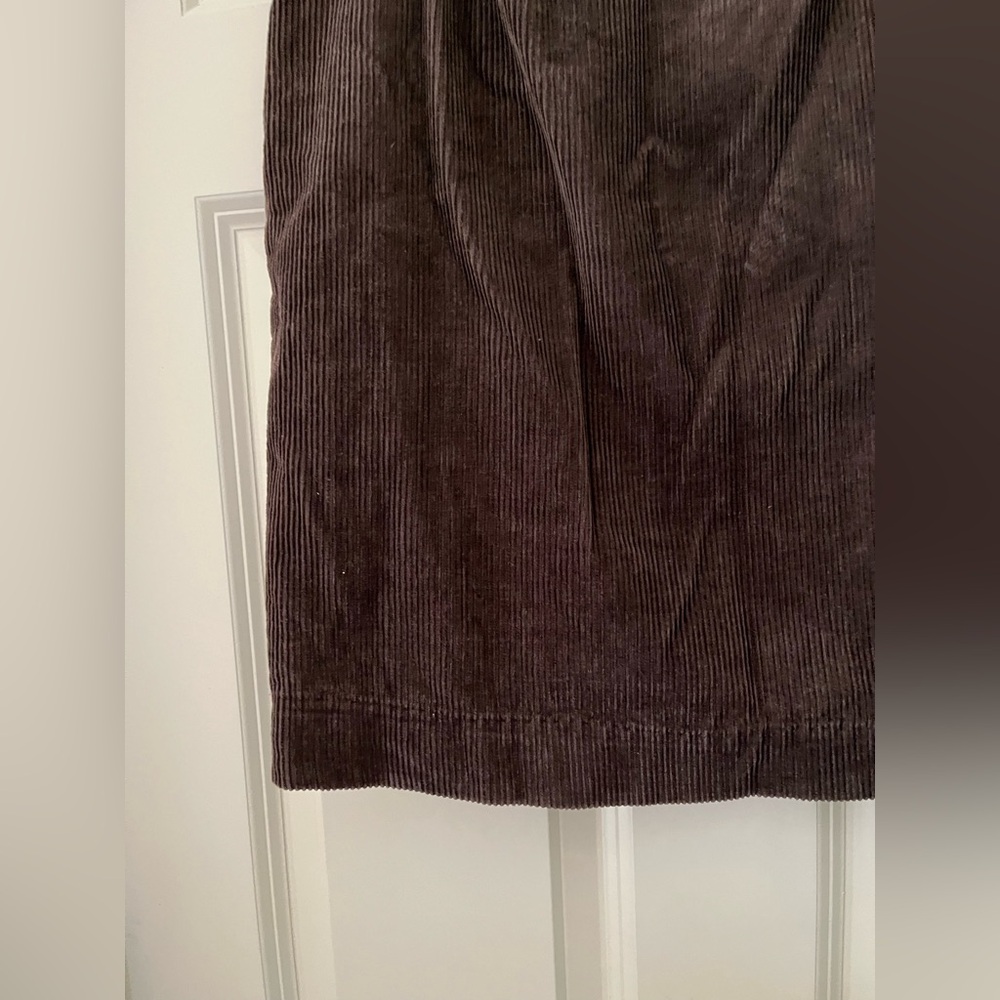 Anthropologie Maeve Brown Corduroy with Green Plaid panel Lined Skirt Preppy 6 - Picture 6 of 6
